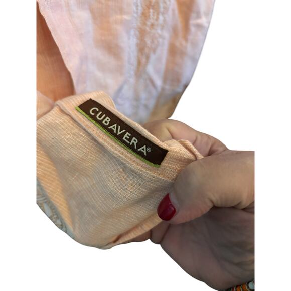 Cubavera Men's Short Sleeve Linen Shirt Size Large, Light pink - Picture 2 of 5